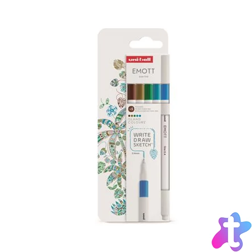 Tűfilc készlet, 0,4 mm, UNI "Emott Island", 5 különböző szín