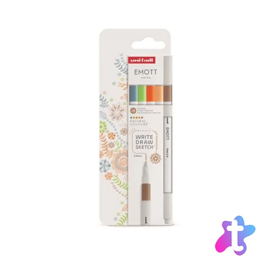 Tűfilc készlet, 0,4 mm, UNI "Emott Natural", 5 különböző szín