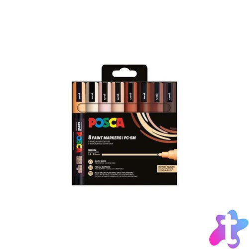 Dekormarker készlet, 1,8-2,5 mm, UNI "Posca PC-5M", 8 különböző portré szín