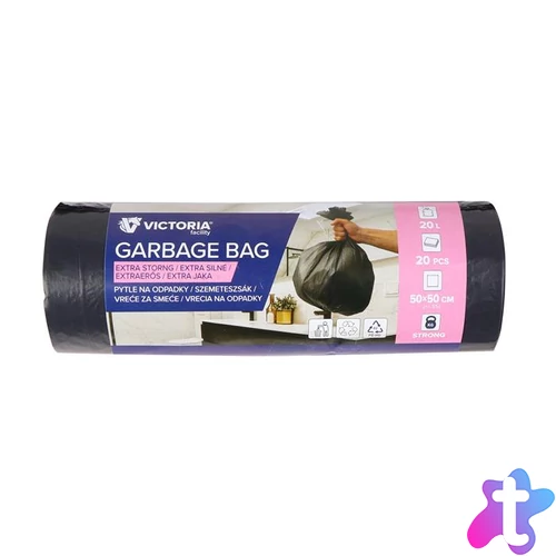Szemeteszsák, extra erős, 20 l, 20 db, 50x50 cm, VICTORIA FACILITY