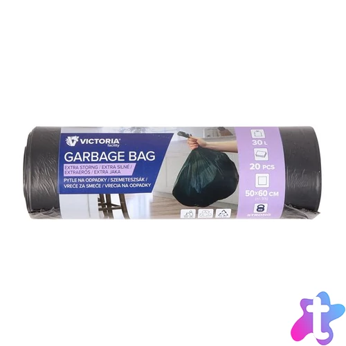 Szemeteszsák, extra erős, 30 l, 20 db, 50x60 cm, VICTORIA FACILITY