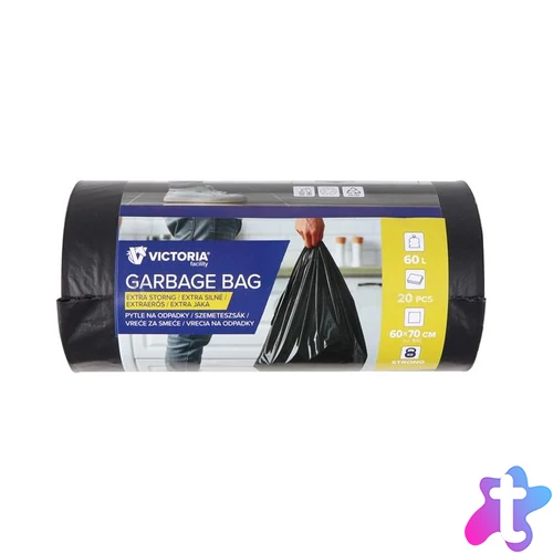Szemeteszsák, extra erős, 60 l, 20 db, 60x70 cm, VICTORIA FACILITY