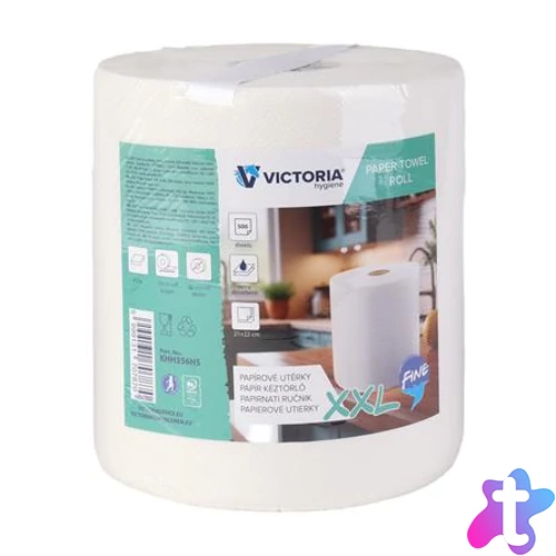 Kéztörlő, tekercses, 2 rétegű, 500 lap, VICTORIA HYGIENE, "Fine XXL"