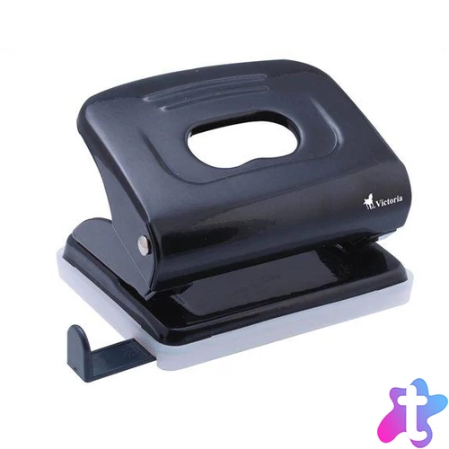 Lyukasztó, kétlyukú, 16 lap, fém, VICTORIA OFFICE, fekete