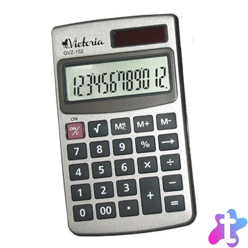 Zsebszámológép, 12 számjegy, fém ház, VICTORIA OFFICE, "GVZ-152"