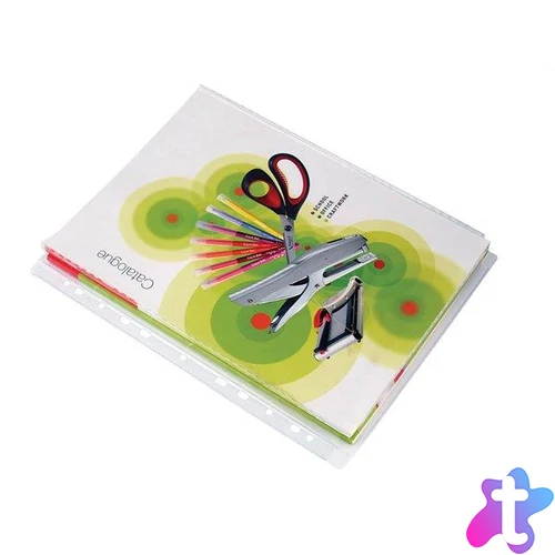 Katalógustartó genotherm, lefűzhető, A4, 100 mikron, víztiszta, 20mm, VICTORIA OFFICE