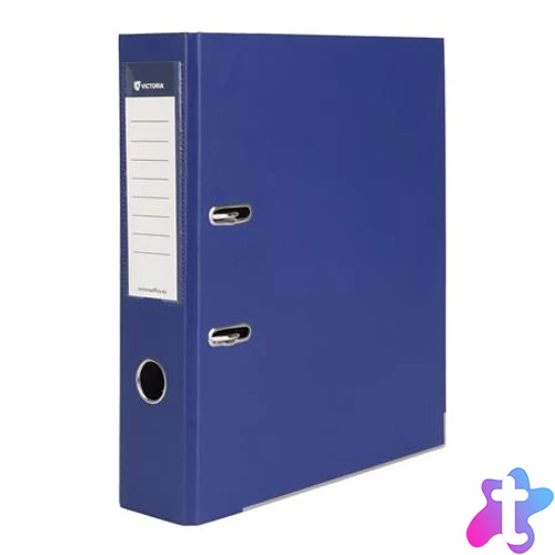 Iratrendező, 75 mm, A4, PP/karton, élvédő sínnel, VICTORIA OFFICE, "Basic", tengerészkék