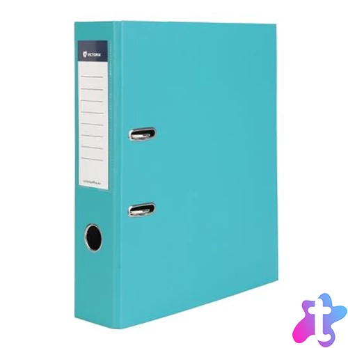 Iratrendező, 75 mm, A4, PP/karton, VICTORIA OFFICE, "Basic", türkiz