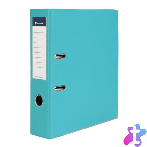 Iratrendező, 75 mm, A4, PP/karton, élvédő sínnel, VICTORIA OFFICE, "Basic", türkiz