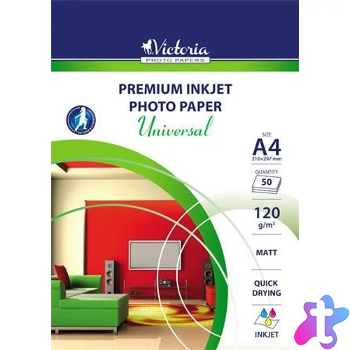 Fotópapír, tintasugaras, A4, 120 g, matt, VICTORIA PAPER "Universal"