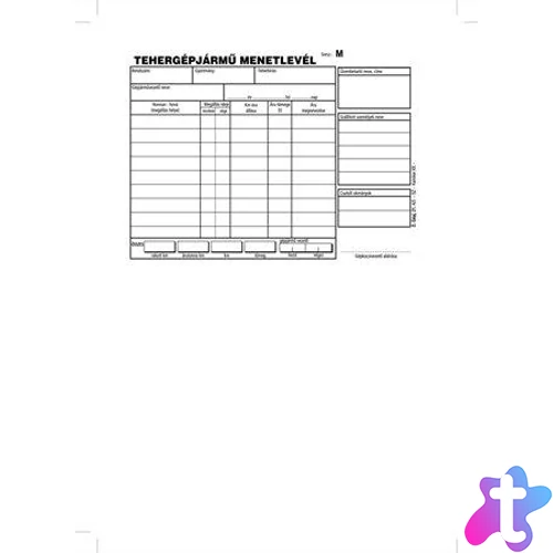 Nyomtatvány, menetlevél, tehergépjármű, 100 lap, A5, fekvő, VICTORIA PAPER, "D.GÉPJ.21.", 10 tömb/csomag