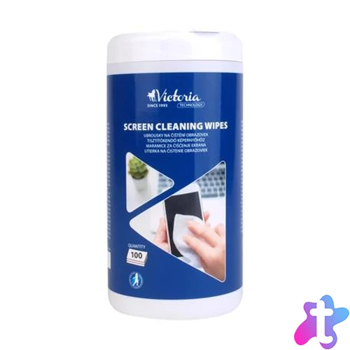 Tisztítókendő, képernyőhöz, 100 db, VICTORIA TECHNOLOGY