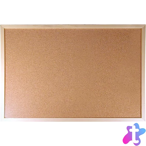 Parafatábla, kétoldalas (parafa/parafa), 60x90 cm, fa keret, VICTORIA VISUAL