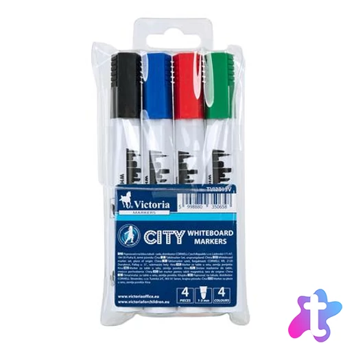 Táblamarker készlet, 1-3 mm, kúpos, VICTORIA VISUAL "City", 4 különböző szín