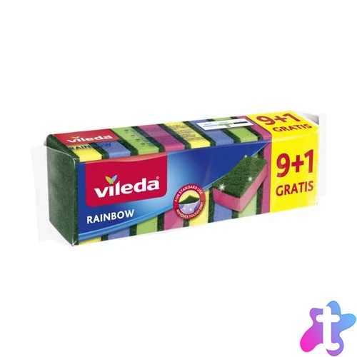 Mosogatószivacs, 9+1 db, VILEDA "Rainbow"