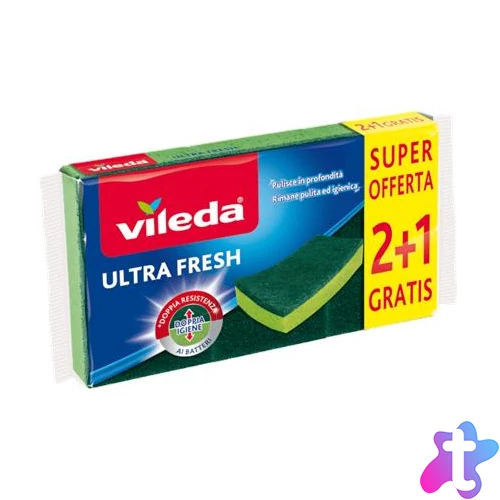 Súrolószivacs, 2+1 db, VILEDA "Ultra Fresh", zöld
