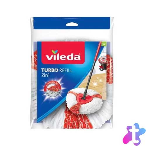 Felmosó utántöltő fej, VILEDA "Turbo 2in1", fehér-piros