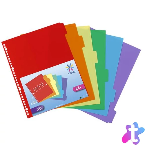 Regiszter, műanyag, A4 Maxi, 6 részes, VIQUEL