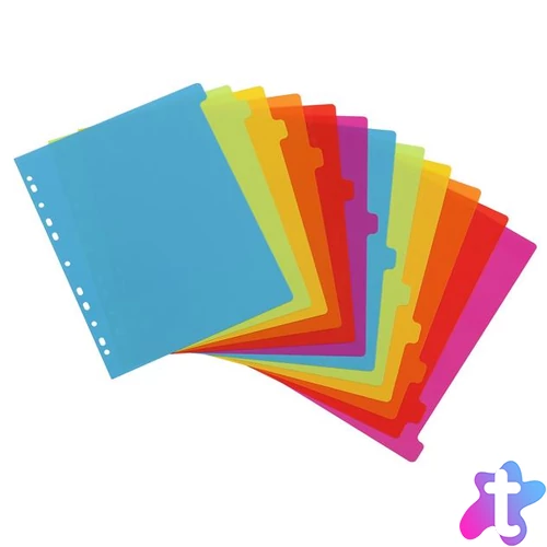 Regiszter, műanyag, A4 Maxi, 12 részes, VIQUEL, "Happy Fluo", színes