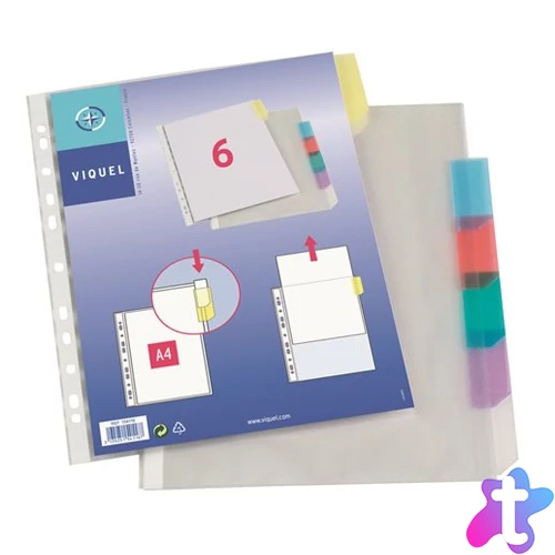Genotherm, lefűzhető, jelölőfüles, A4, 90 mikron, víztiszta, 6 részes, VIQUEL