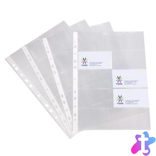 Névjegytartó genotherm, lefűzhető, A4, 100 mikron, víztiszta, 20 férőhelyes, VIQUEL