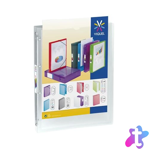 Gyűrűs könyv, panorámás, 4 gyűrű, 25 mm, A4, PP, VIQUEL "Propyglass Perso", víztiszta