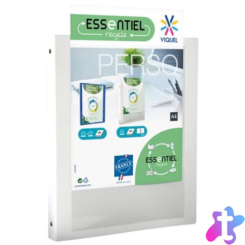 Gyűrűs könyv, panorámás, 4 gyűrű, 25 mm, A4, PP, VIQUEL "Essentiel Perso", fehér