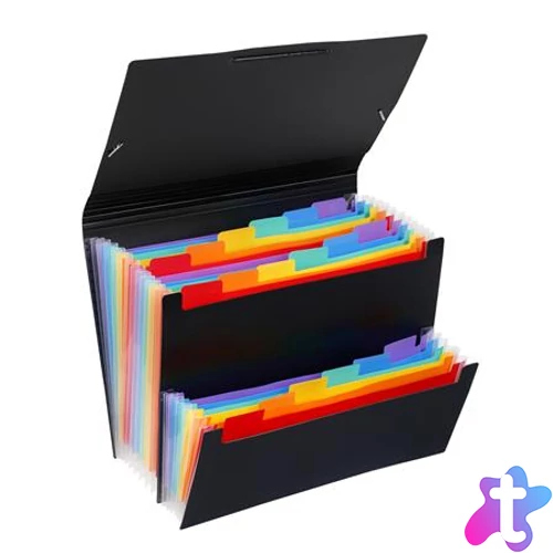 Harmonikamappa, PP, 12+6 rekeszes, VIQUEL "Rainbow Class", fekete