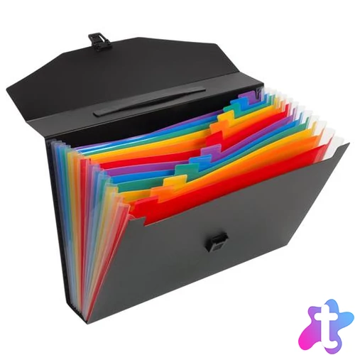 Harmonikatáska, PP, 12 rekeszes, VIQUEL "Rainbow Class", fekete