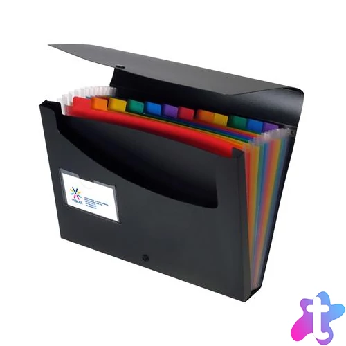 Harmonikamappa, PP, 12 rekeszes, VIQUEL "Rainbow Class", fekete