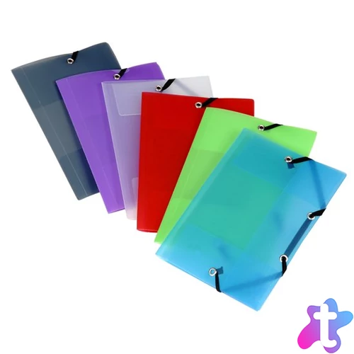 Gumis mappa, 20 mm, PP, A6, VIQUEL "Propyglass Mini", vegyes színek