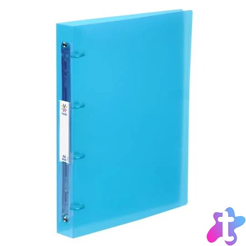 Gyűrűs könyv, 4 gyűrű, 40 mm, A4, maxi, PP, cserélhető címke, VIQUEL "Propyglass", kék