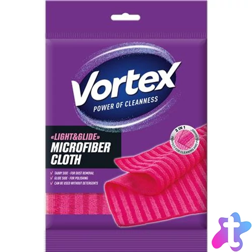 Törlőkendő, mikroszálas, tisztít és fényesít, 40x40 cm, 1 db, VORTEX, rózsaszín