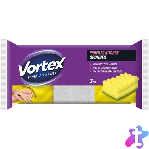 Mosogatószivacs, 2+1 db, VORTEX
