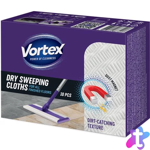 Száraz padlótörlő kendő, utántöltő, 10 db, VORTEX