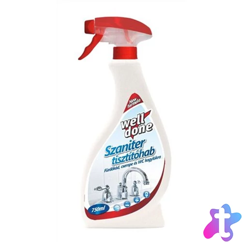 Szaniter tisztító hab, szórófejes, 0,75 l, WELL DONE