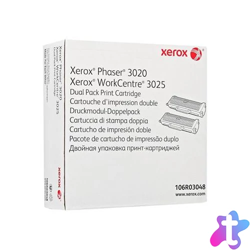 106R03048 Lézertoner Phaser 3020NI, WC3025NI nyomtatóhoz, XEROX, fekete, 2*1,5k