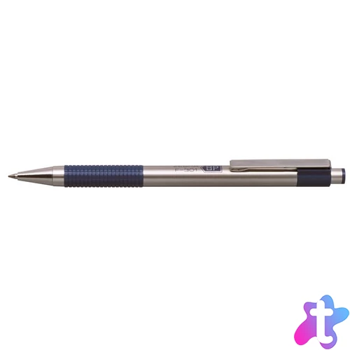 Golyóstoll, 0,24 mm, nyomógombos, rozsdamentes acél, kék tolltest, ZEBRA "F-301", kék