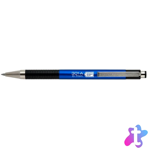 Golyóstoll, 0,24 mm, nyomógombos, kék tolltest, ZEBRA "F-301 A", kék