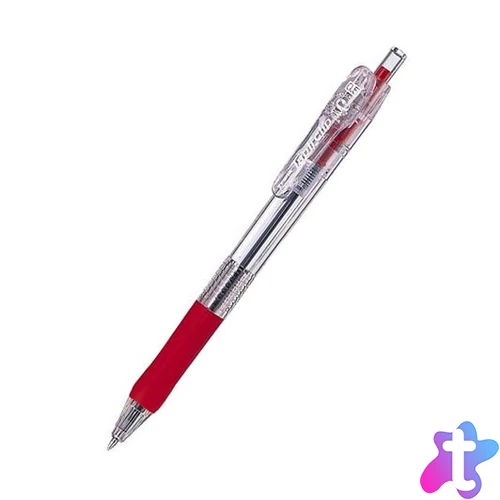 Golyóstoll, 0,21 mm, nyomógombos, ZEBRA "Tapli Clip ECO", piros