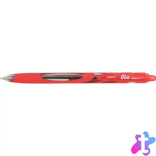Golyóstoll, 0,27 mm, nyomógombos, ZEBRA "OLA", piros