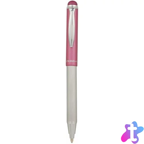 Golyóstoll, 0,24 mm, teleszkópos, rozsdamentes acél, pink tolltest, ZEBRA "Telescopic Metal Stylus", kék