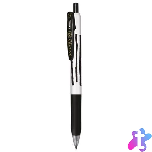 Zseléstoll, 0,33 mm, nyomógombos, csíkos test, ZEBRA "Sarasa Clip", fekete