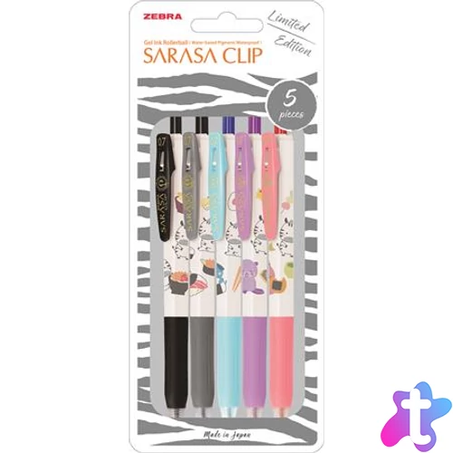 Zseléstoll készlet, 0,33 mm, nyomógombos, ZEBRA "Sarasa Clip Kawai Animal"