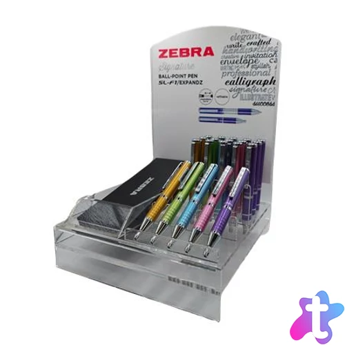 Golyóstoll display, 0,24 mm, teleszkópos, ZEBRA "SL-F1", kék, világos színek
