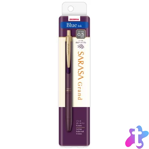 Zseléstoll, 0,33 mm, nyomógombos, padlizsánlila tolltest, ZEBRA "Sarasa Grand", kék
