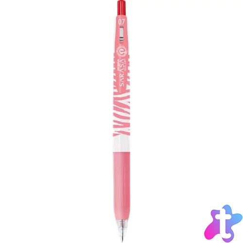 Zseléstoll, 0,33 mm, nyomógombos, csíkos test, ZEBRA "Sarasa Clip Pastel", pasztellpiros