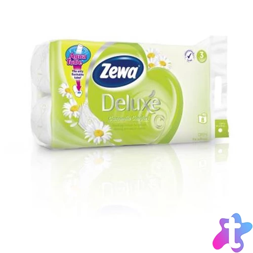 Toalettpapír, 3 rétegű, kistekercses, 8 tekercs, ZEWA "Deluxe, kamilla