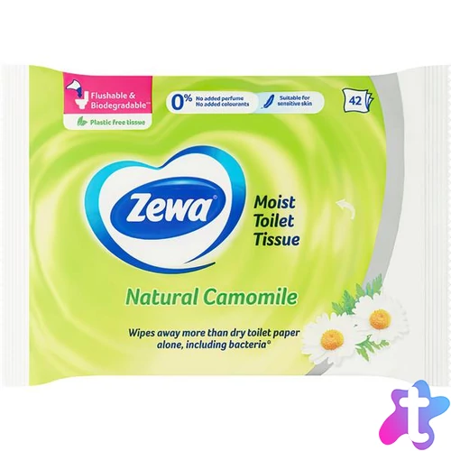 Toalettpapír, nedves, 42db, ZEWA, kamilla