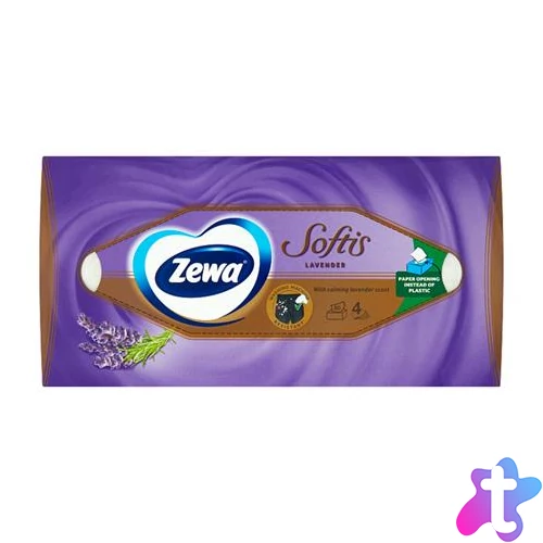 Kozmetikai kendő, 4 rétegű, 80 db, ZEWA "Softis" levendula